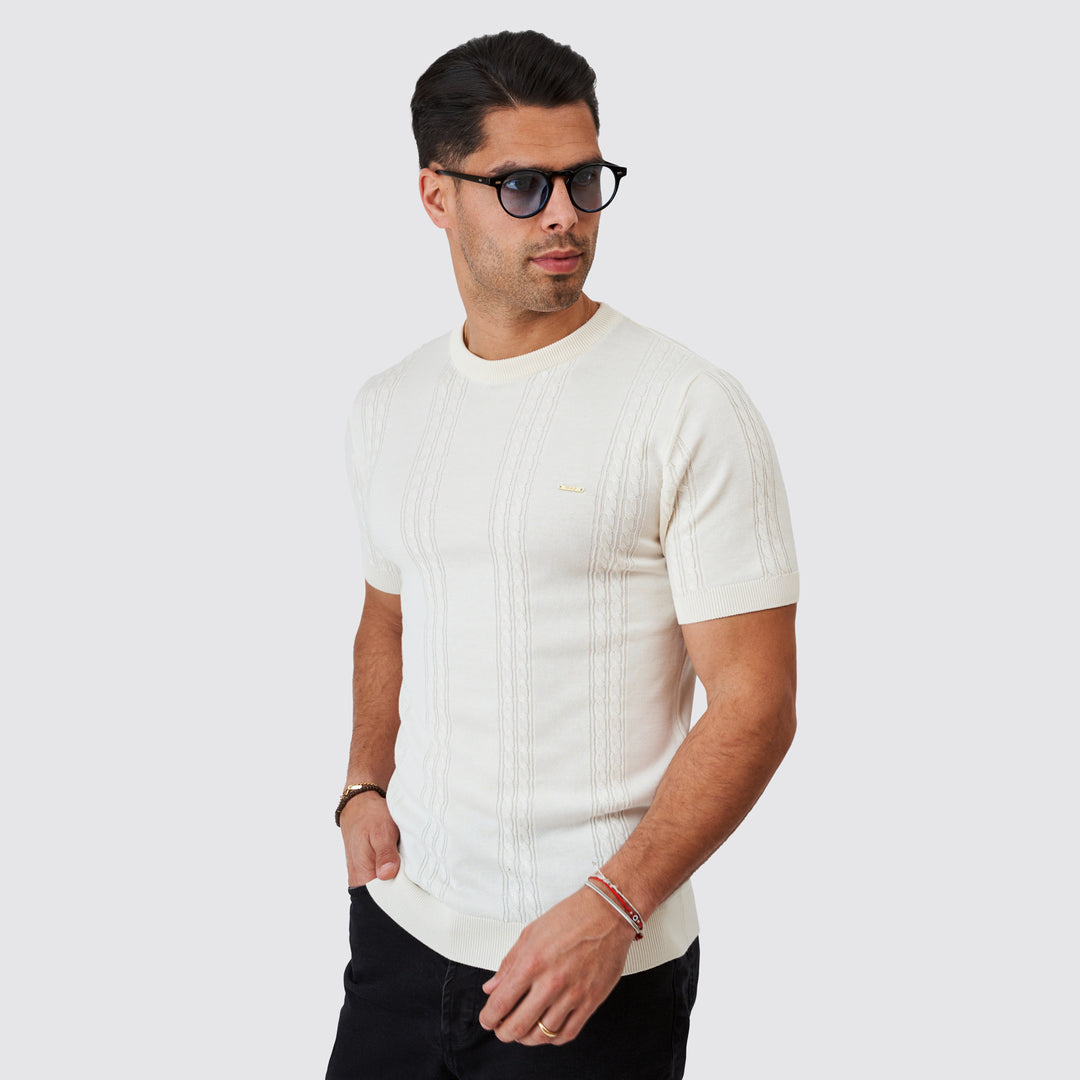 T-SHIRT TRICOT DUPLA TRANÇA CRU ZOLF