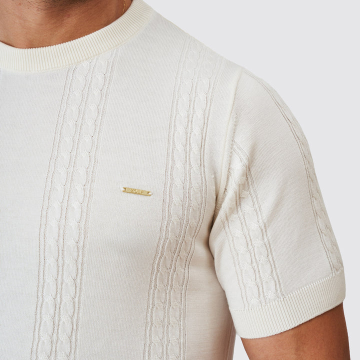 T-SHIRT TRICOT DUPLA TRANÇA CRU ZOLF