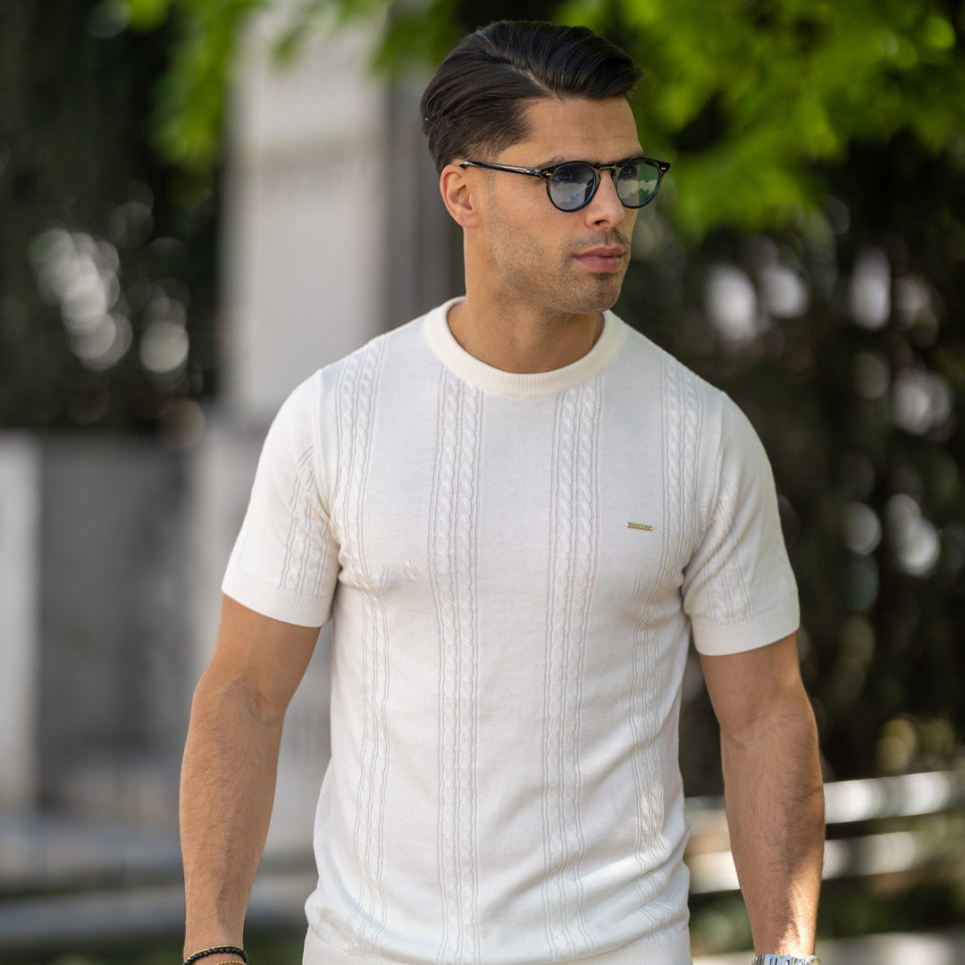 T-SHIRT TRICOT DUPLA TRANÇA CRU ZOLF