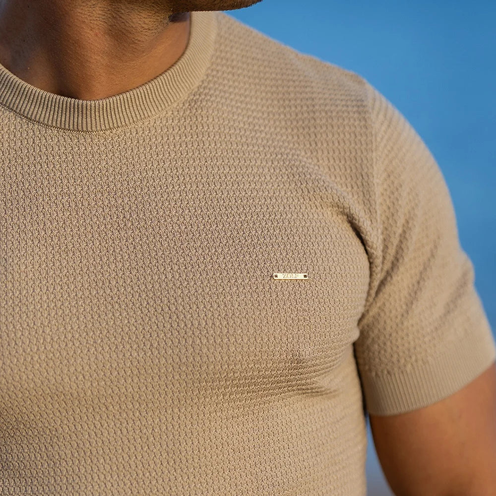 T-SHIRT TRICOT ESTRUTURA BEGE ZOLF