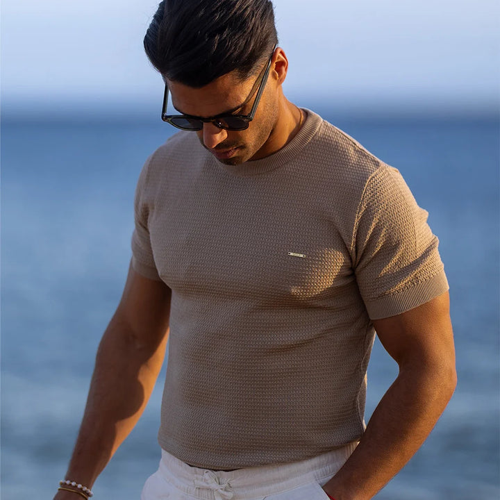 T-SHIRT TRICOT ESTRUTURA BEGE ZOLF