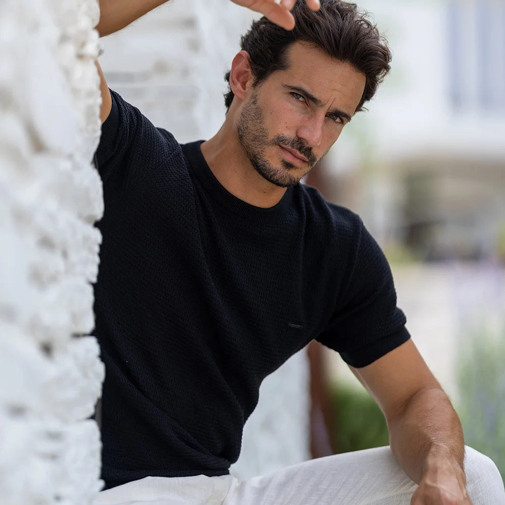 T-SHIRT TRICOT ESTRUTURA PRETO ZOLF