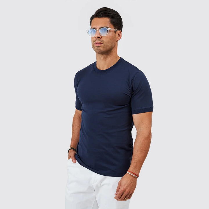 T-SHIRT DECOTE REDONDO AZUL ZOLF