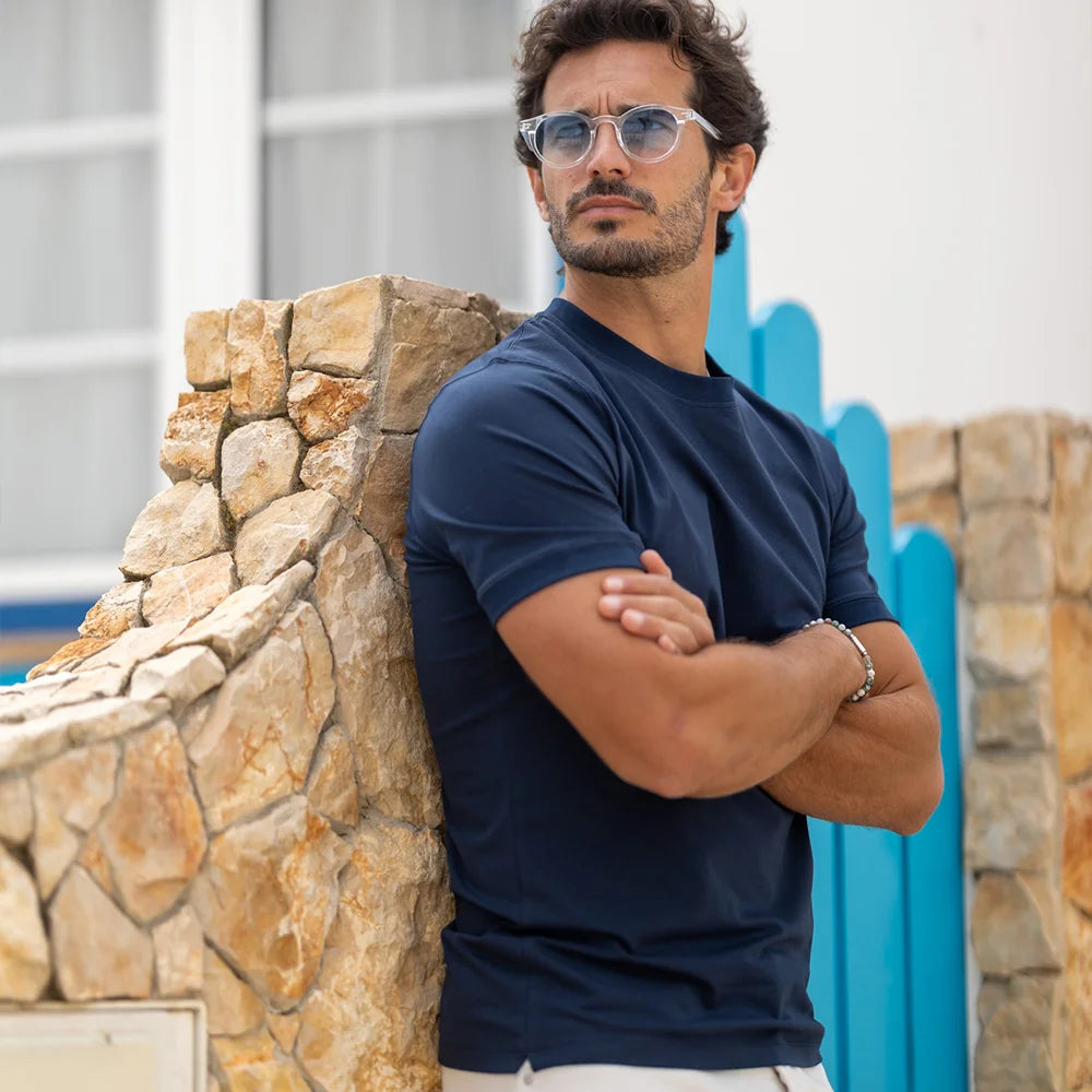 T-SHIRT DECOTE REDONDO AZUL ZOLF
