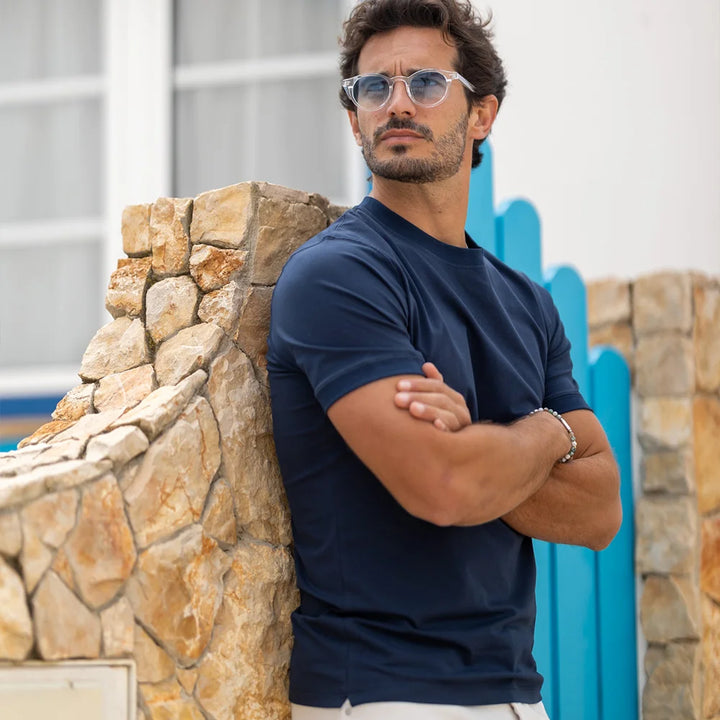 T-SHIRT DECOTE REDONDO AZUL ZOLF
