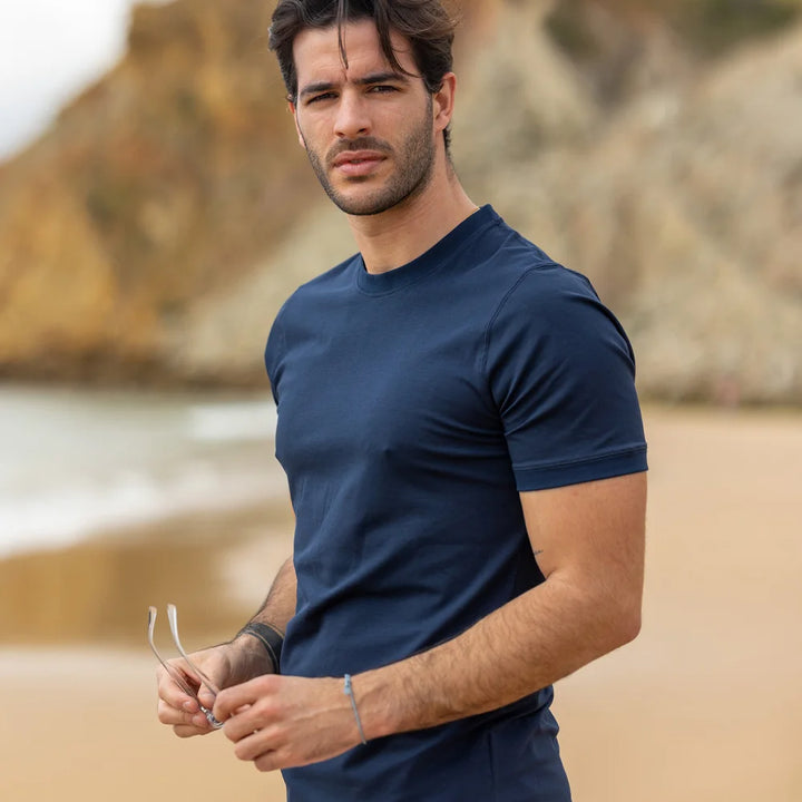 T-SHIRT DECOTE REDONDO AZUL ZOLF
