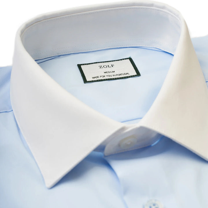 CAMISA CLÁSSICA  AZUL BEBE COM GOLA ITALIANA ZOLF