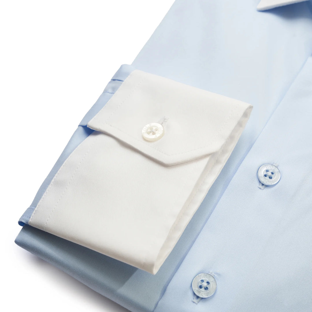 CAMISA CLÁSSICA  AZUL BEBE COM GOLA ITALIANA ZOLF