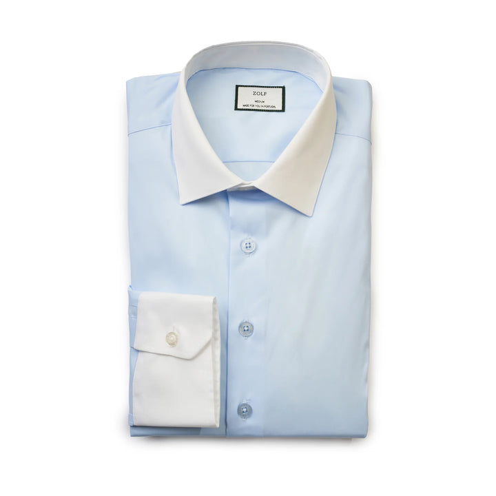 CAMISA CLÁSSICA  AZUL BEBE COM GOLA ITALIANA ZOLF