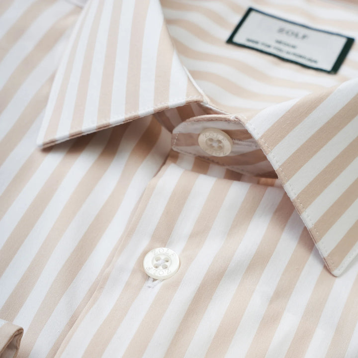 CAMISA CLÁSSICA COM RISCA BEGE ZOLF