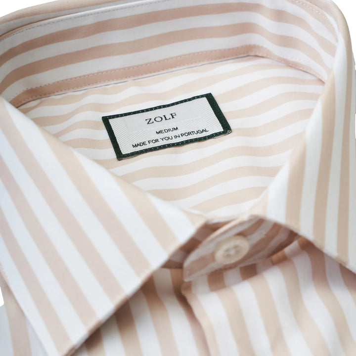 CAMISA CLÁSSICA COM RISCA BEGE ZOLF