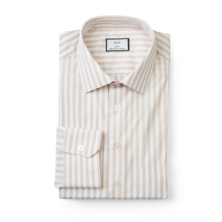 CAMISA CLÁSSICA COM RISCA BEGE ZOLF