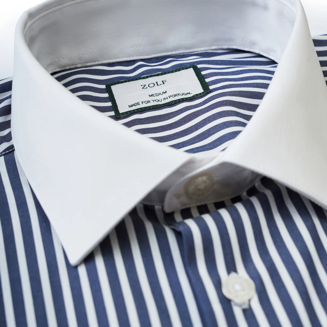 CAMISA CLÁSSICA COM RISCA E CONTRASTE SLIM FIT ZOLF