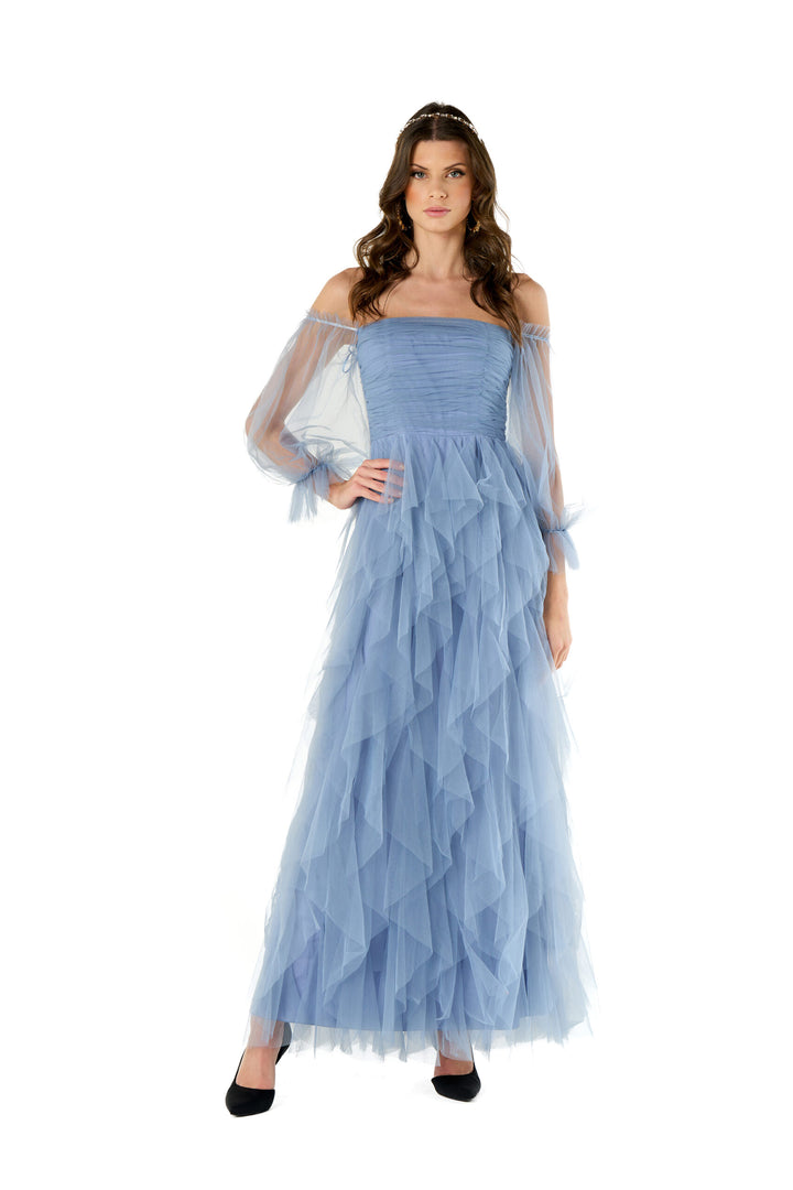 VESTIDO LONGO TULE AZUL CLARO NO SECRETS