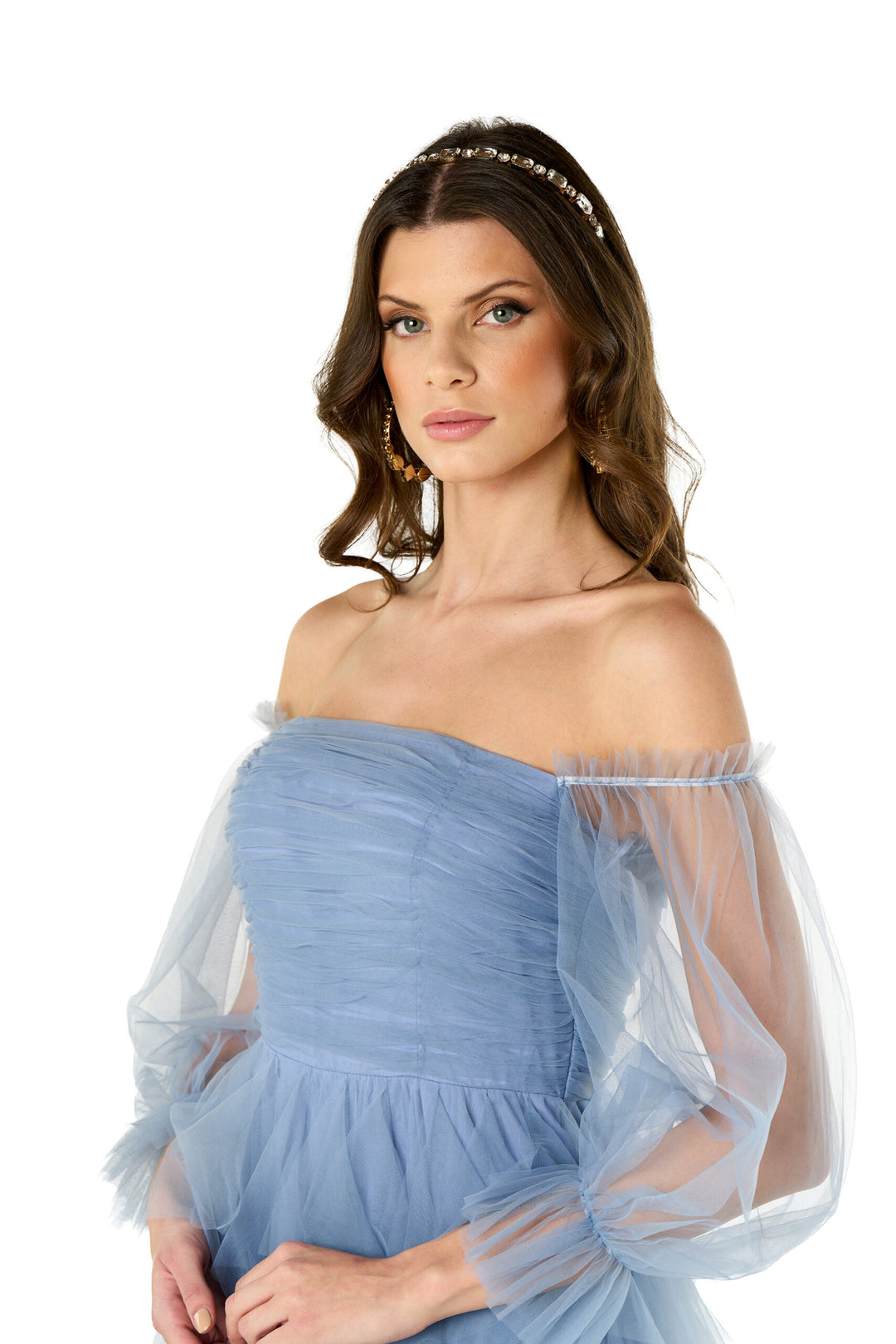 VESTIDO LONGO TULE AZUL CLARO NO SECRETS