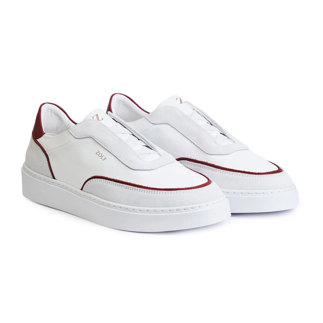 SAPATILHA ELÁSTICO BRANCO COM BORDEAUX ZOLF