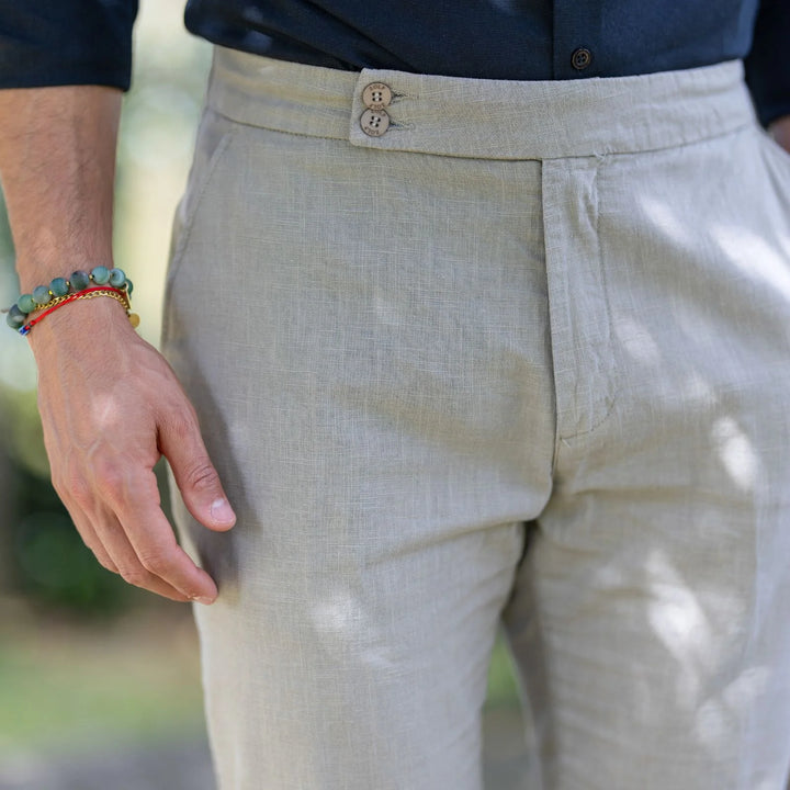 CALÇA DE LINHO TRESPASSE TAUPE ZOLF