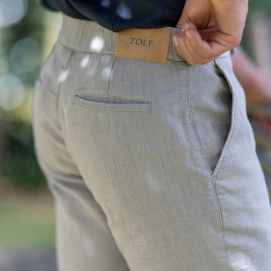 CALÇA DE LINHO TRESPASSE TAUPE ZOLF
