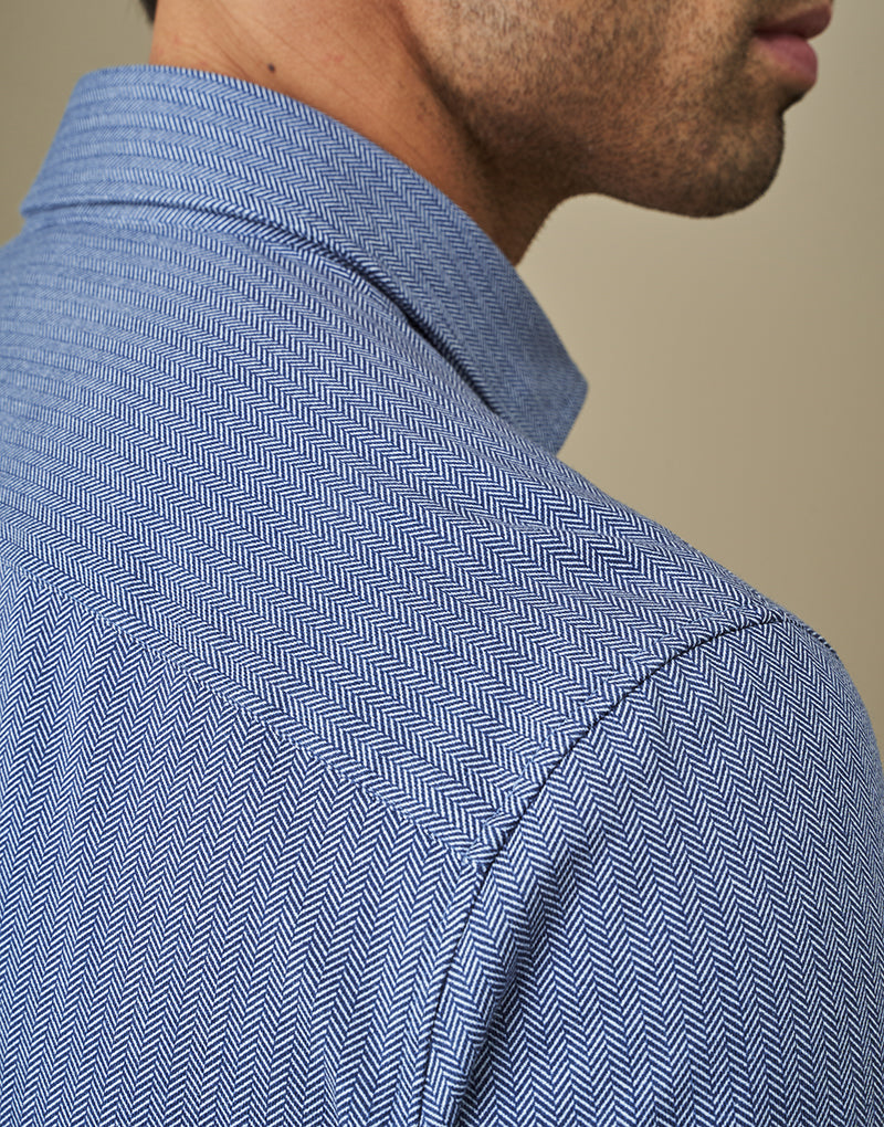 CAMISA STRETCH EASY IRON ESPINHA  AZUL ZOLF