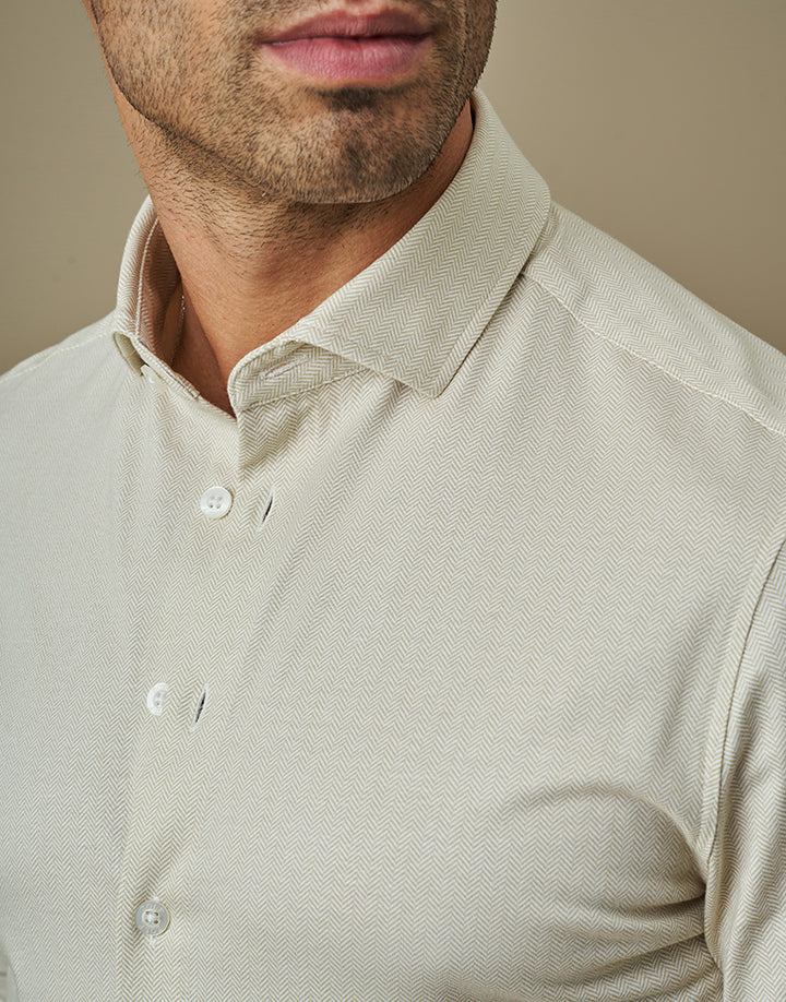 CAMISA STRETCH EASY IRON ESPINHA BEGE ZOLF