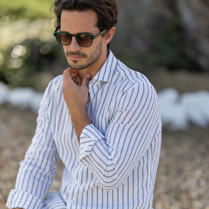 CAMISA DE LINHO RISCA INTERMEDIA BRANCO ZOLF