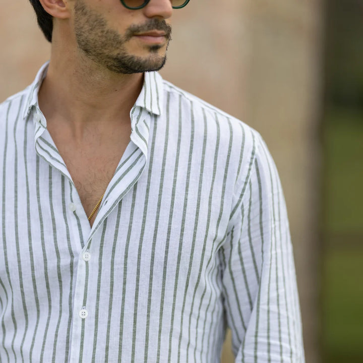 CAMISA DE LINHO RISCA INTERMEDIA BRANCO ZOLF