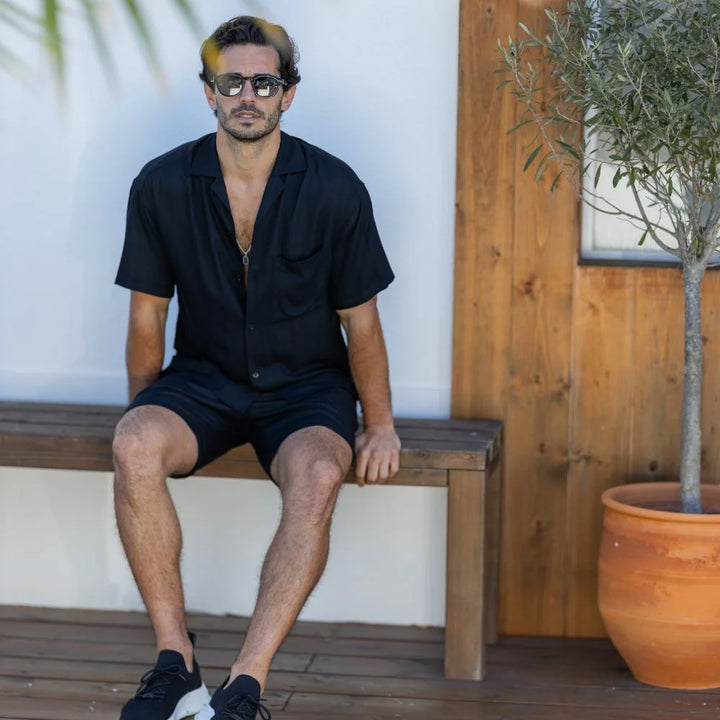 CAMISA MANGA CURTA FLUÍDA PRETO ZOLF