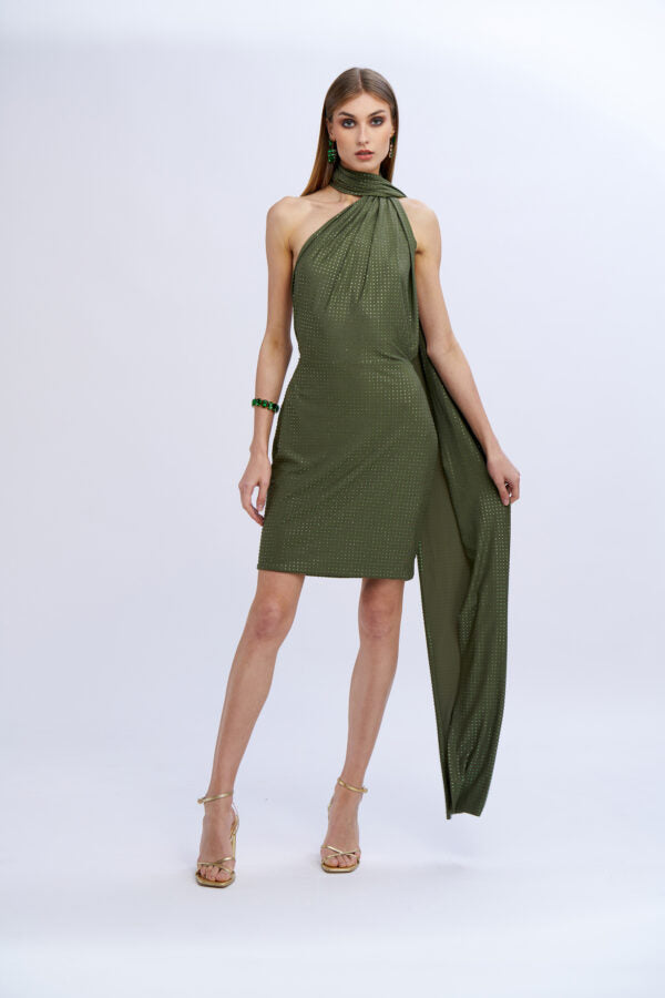 VESTIDO VERDE COM BRILHOS E FAIXA NO SECRETS