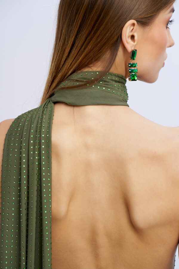 VESTIDO VERDE COM BRILHOS E FAIXA NO SECRETS
