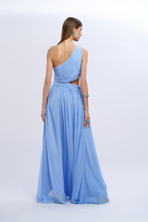 VESTIDO AZUL BEBE LONGO COM CORTE NO SECRETS
