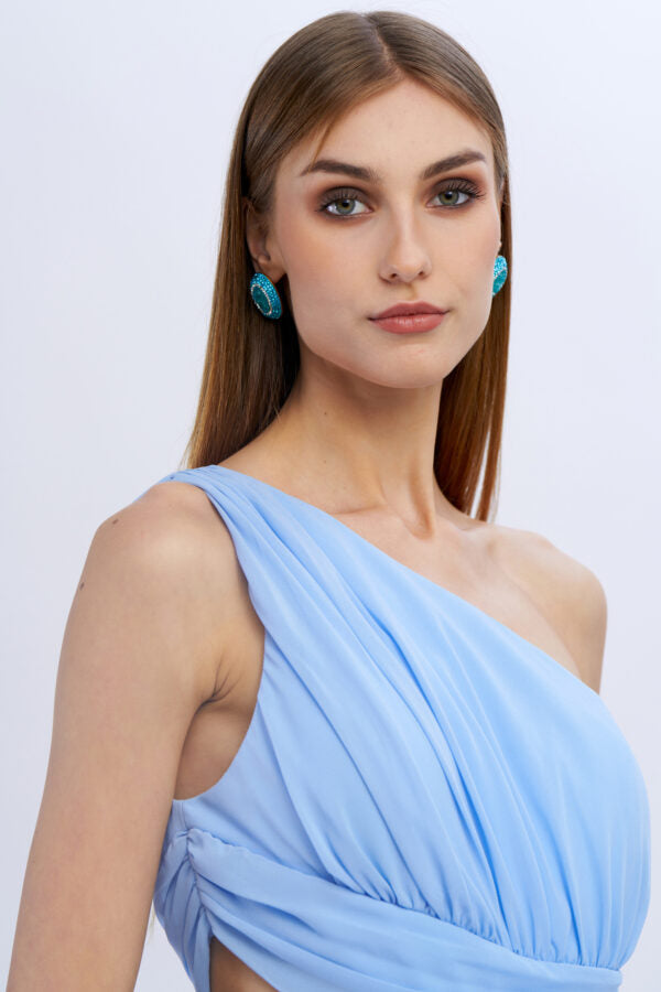 VESTIDO AZUL BEBE LONGO COM CORTE NO SECRETS