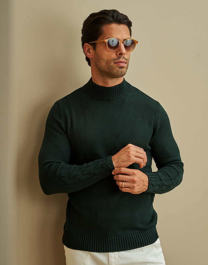 CAMISOLA MEIA GOLA COM DETALHE TRANÇA VERDE ESCURO ZOLF