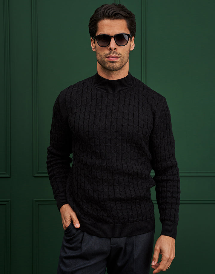 CAMISOLA MEIA GOLA ESTRUTURADA PRETA ZOLF