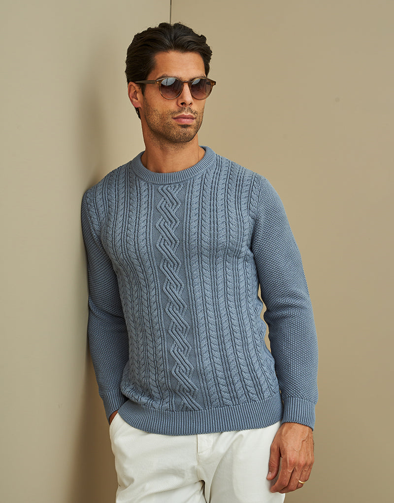 CAMISOLA TRICOT TRANÇADA AZUL ZOLF