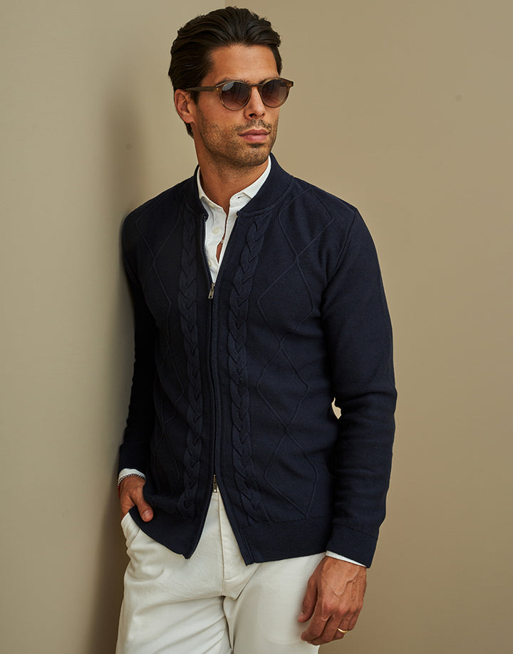 CASACO TRICOT ESTRUTURADO AZUL ZOLF
