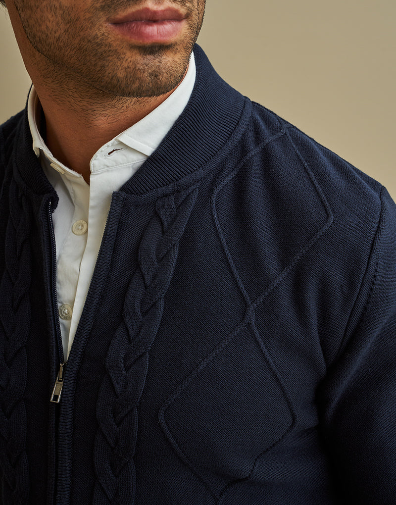CASACO TRICOT ESTRUTURADO AZUL ZOLF