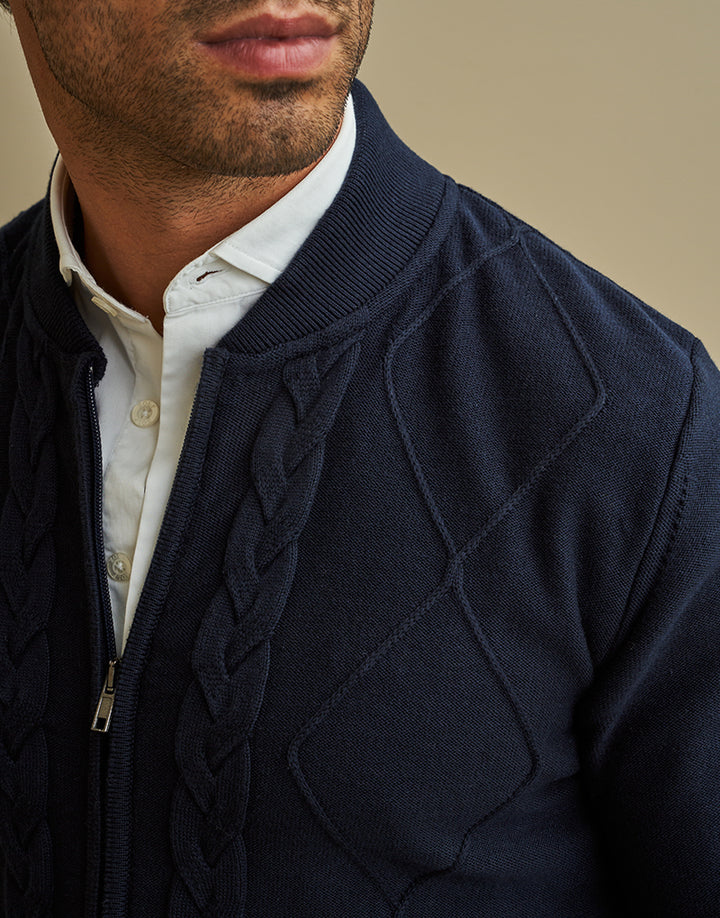CASACO TRICOT ESTRUTURADO AZUL ZOLF