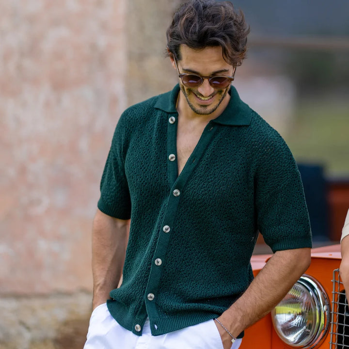 CAMISEIRO PONTO CROCHÊ ESTRUTURA VERDE ESCURO ZOLF