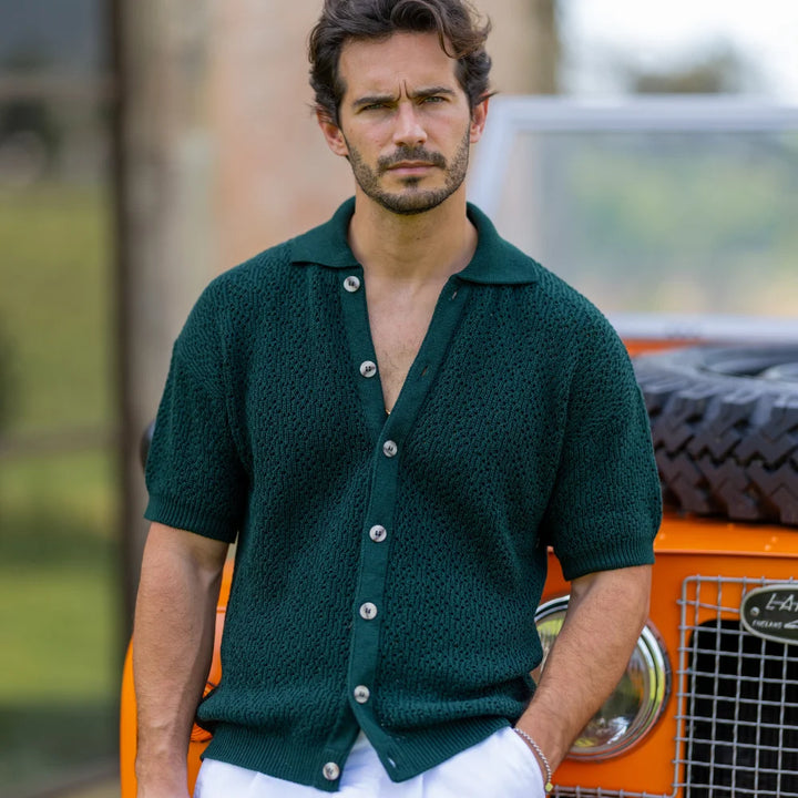 CAMISEIRO PONTO CROCHÊ ESTRUTURA VERDE ESCURO ZOLF
