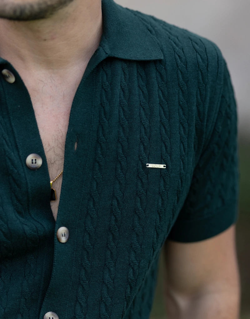 CAMISEIRO TRICOT COM TRANÇAS VERDE ESCURO ZOLF