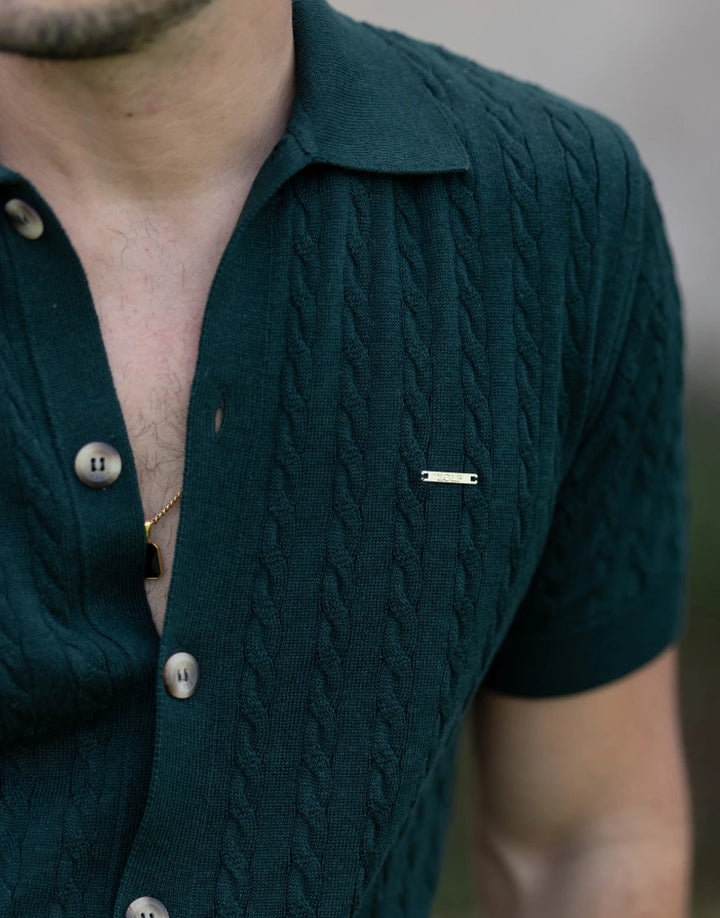 CAMISEIRO TRICOT COM TRANÇAS VERDE ESCURO ZOLF