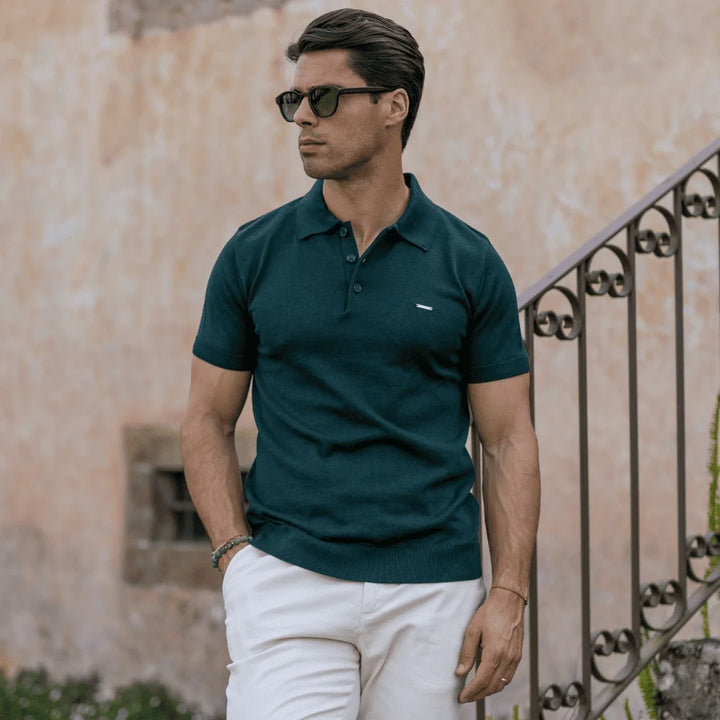 POLO TRICOT LISO COM BOTÕES VERDE ESCURO ZOLF