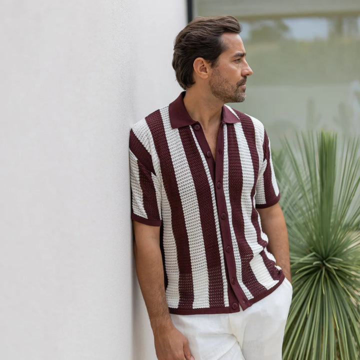 CAMISEIRO PONTO CROCHÊ COM RISCA BORGONHA ZOLF