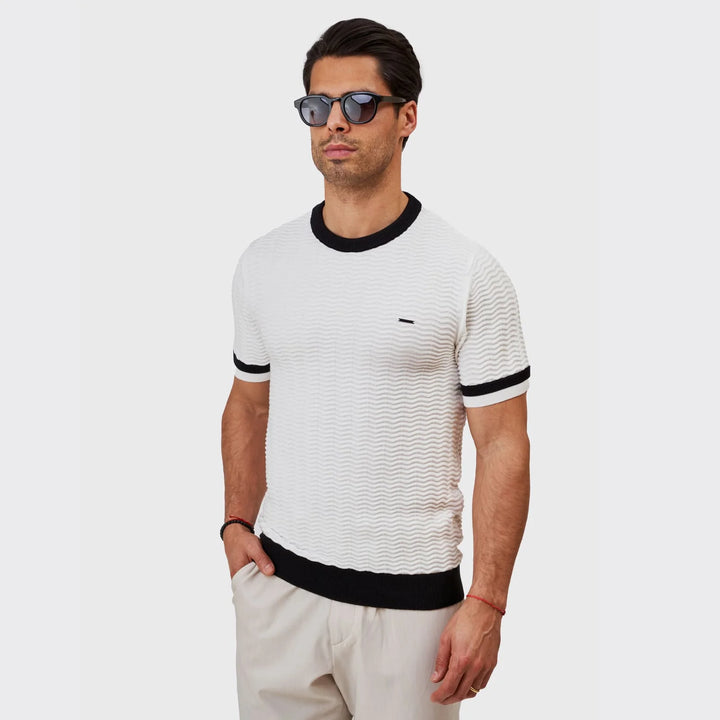 T-SHIRT TRICOT RELEVO BICOLOR BRANCO ZOLF