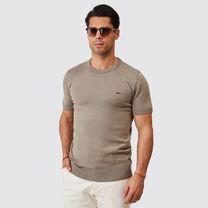 T-SHIRT DE MALHA TRICOT TAUPE ZOLF