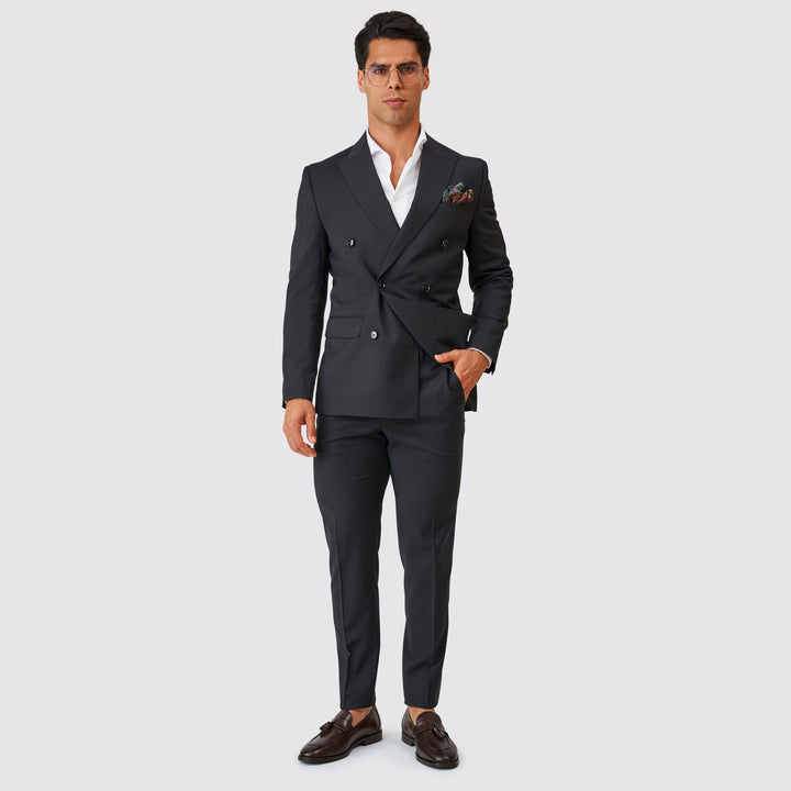 Fato trespasse cinza antracite slim fit Zolf | Ponto Chic