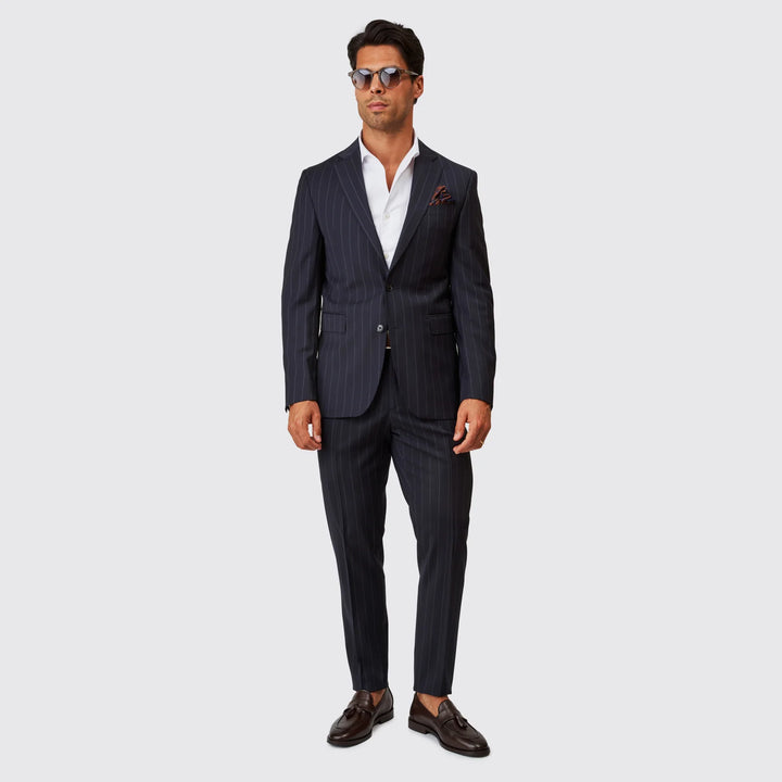 FATO AZUL COM RISCA DE GIZ SLIM FIT ZOLF