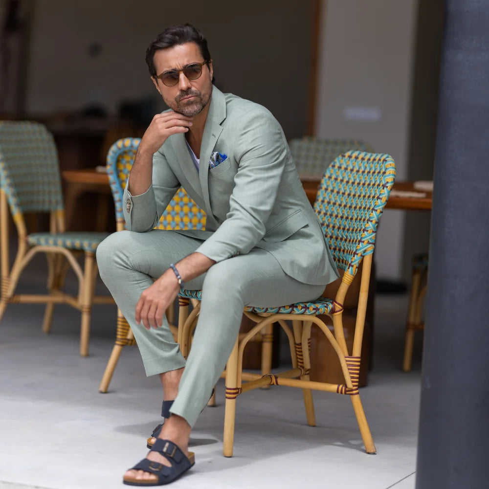 FATO EM MISTURA DE LINHO VERDE SLIM FIT ZOLF