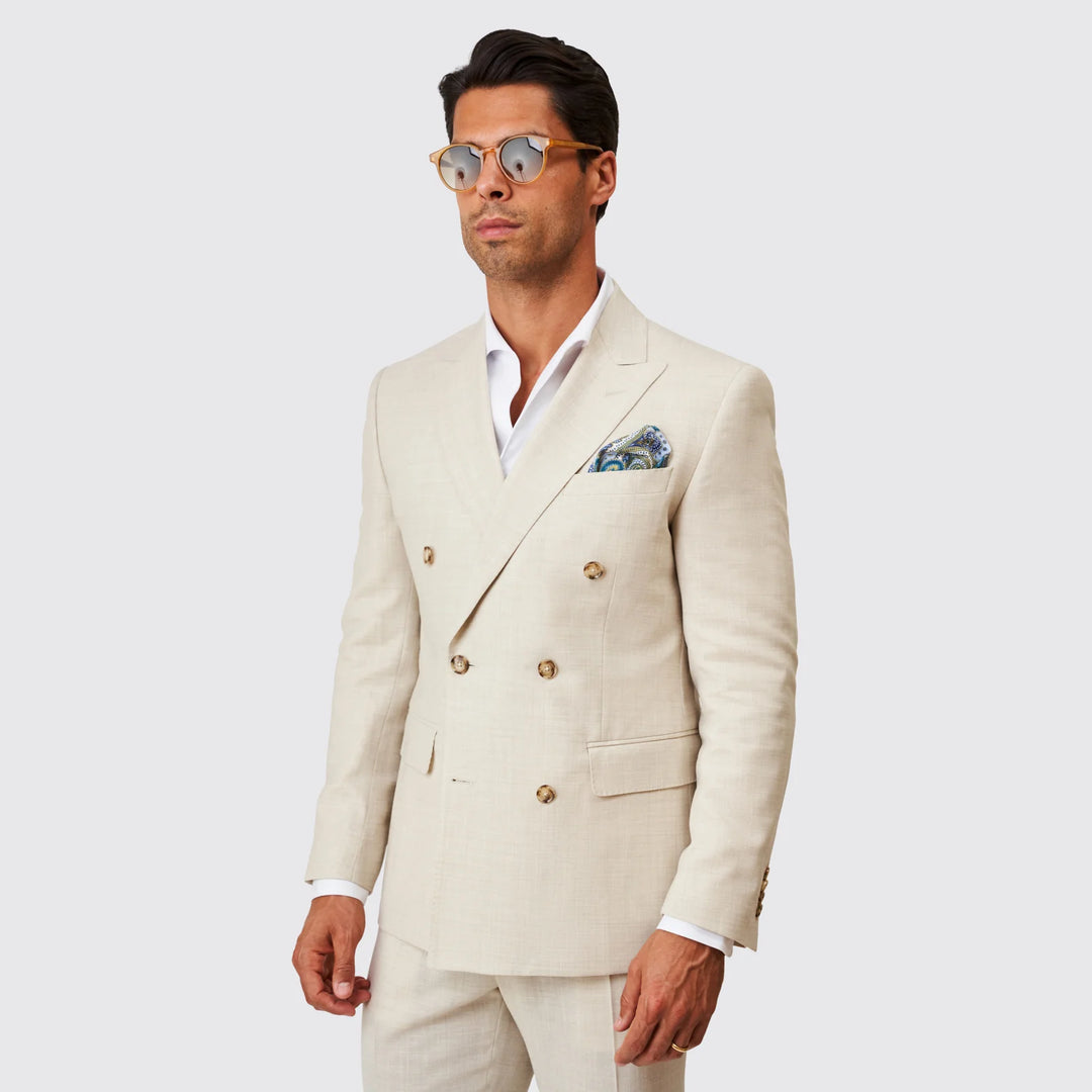 FATO TRESPASSE EM MISTURA DE LINHO BEGE SLIM FIT ZOLF