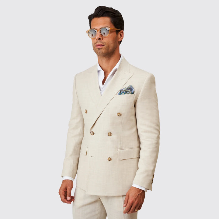 FATO TRESPASSE EM MISTURA DE LINHO BEGE SLIM FIT ZOLF